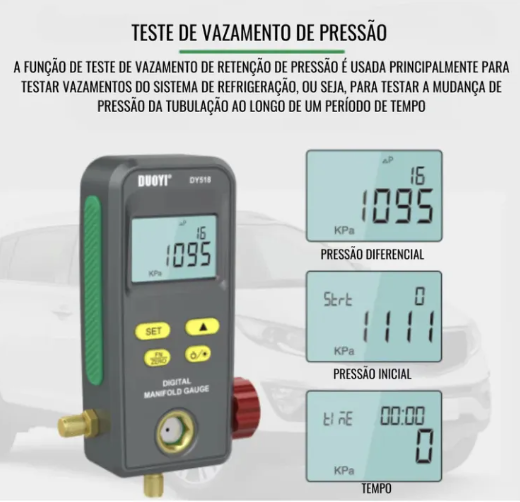 Manifold Digital Dy518 Duoyi C/ Mangueira R22 E Adap. R410a