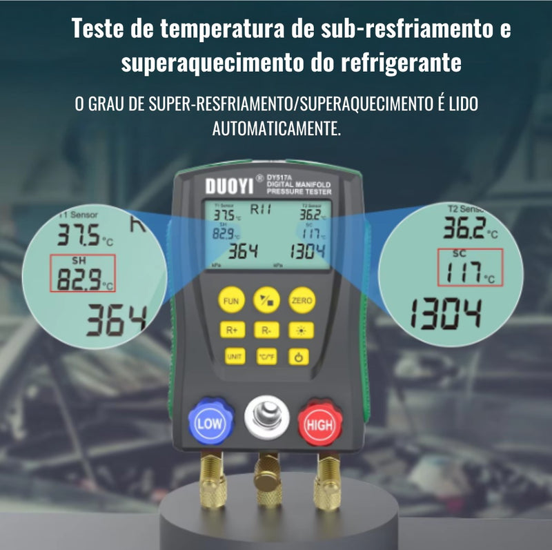 Manifold Digital 2 Vias Com Medidor De Vácuo DY517 DUOYI