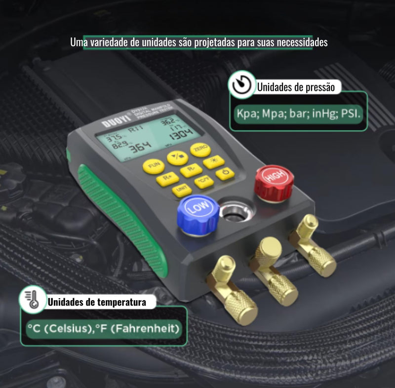Manifold Digital 2 Vias Com Medidor De Vácuo DY517 DUOYI