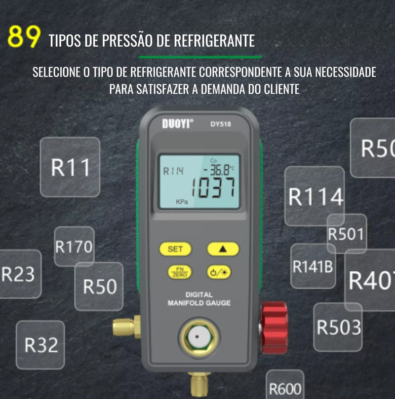 Manifold Digital 1 Via Com Vacuômetro DY518 DUOYI