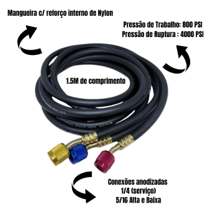 Conjunto De Mangueiras Premium 150cm R32 R410a Suryha