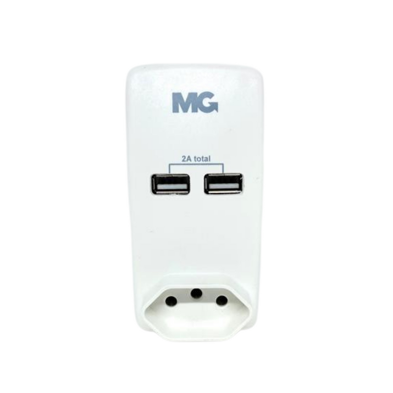 Adaptador Com Tomada 10A 2P+T e 2 USB Margirius