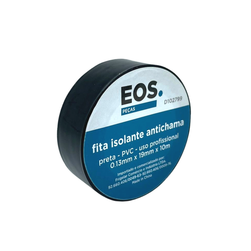 Fita Isolante Preta Antichamas 19mm x 10m EOS